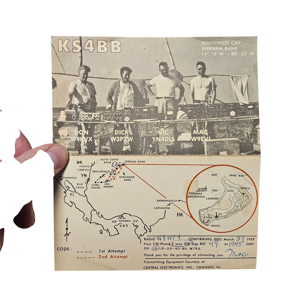 Vintage 1959 KS4BB Cleveland Ohio USA Ham Amateur Radio QSL Card Postcard‎